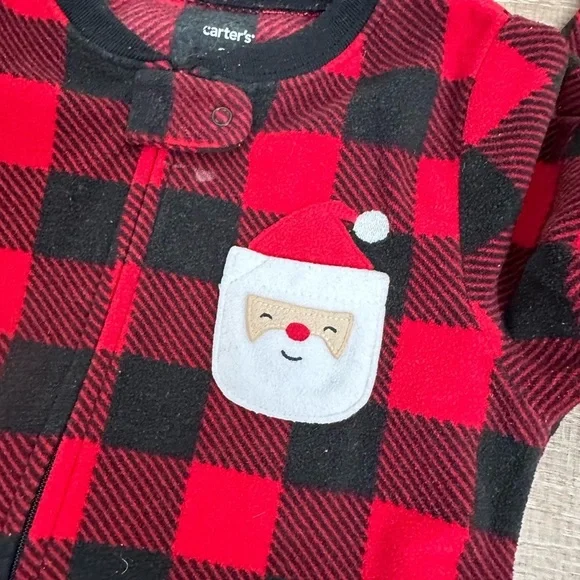 Carters Santa buffalo plaid footed pajamas - Picture 4 of 5
